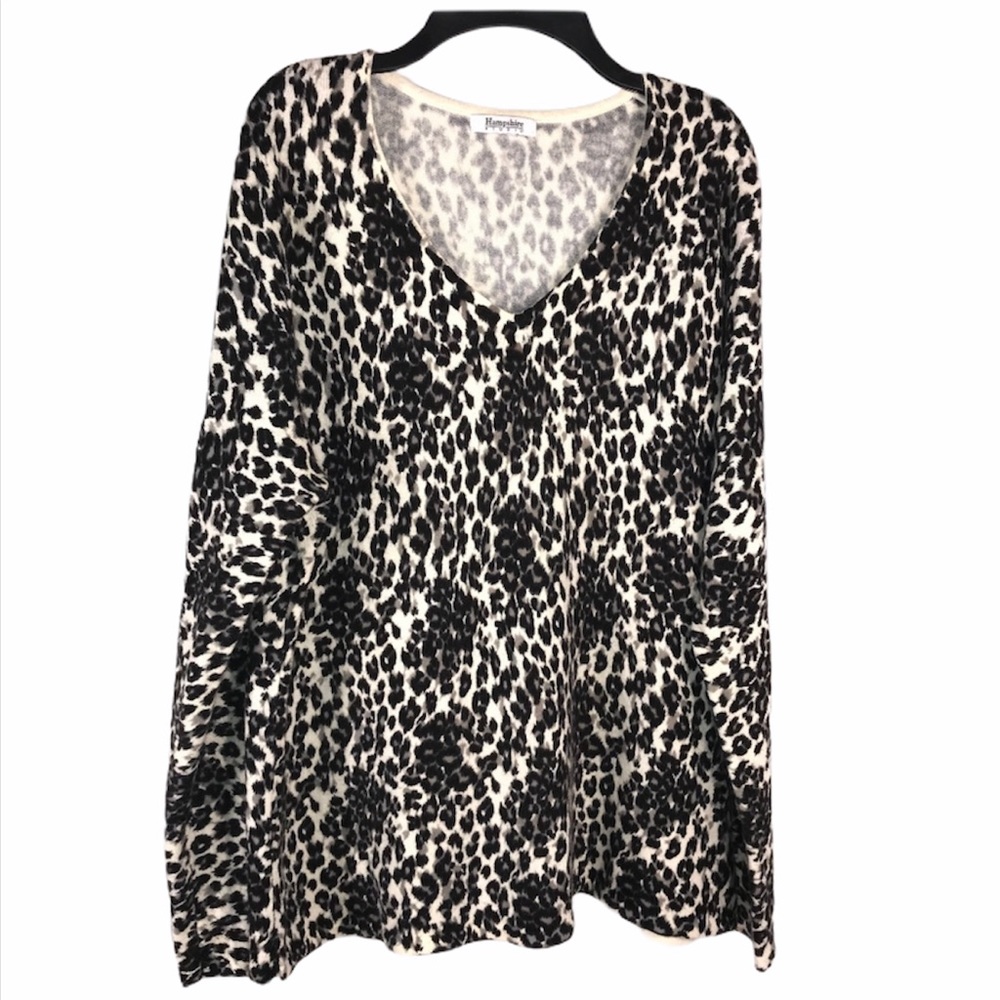 Snow Leopard Print Sweater, Size 1X